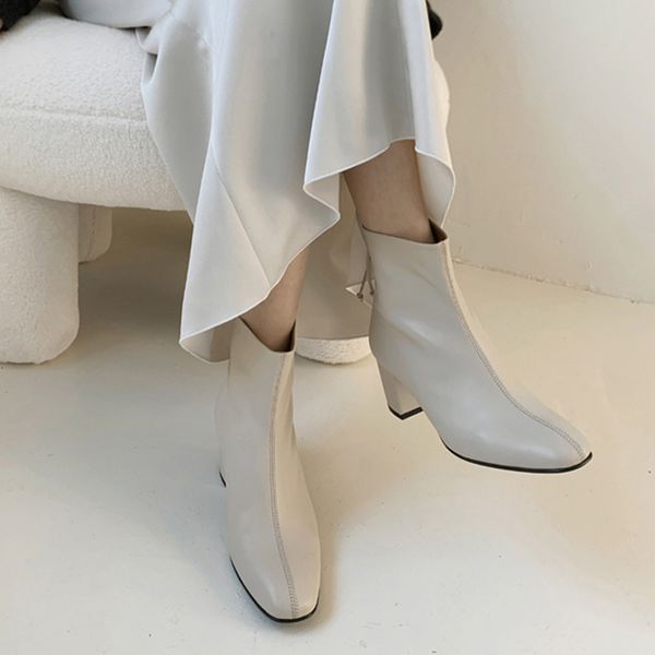 

female high shoes heelsforty head zip heels thick boots lady autumn size 33-42 u2wr, Black