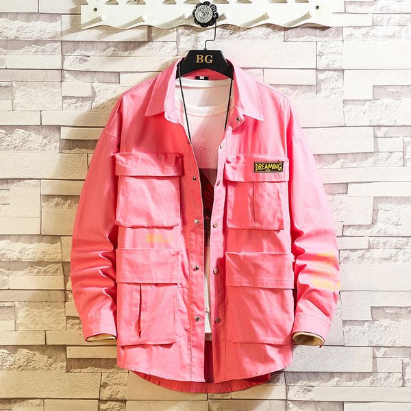 

2021 casual brand men's shirts long sleeves new spring autumn plus oversize m-5xl cargo pocket black green gray w4qw, White;black