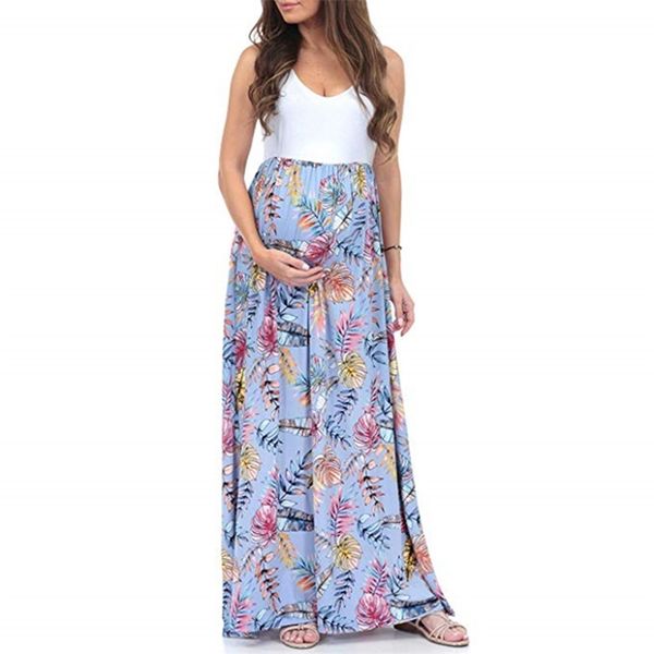 

arrivalstylish floral printed sleeveless maternity maxi dress 210528, White