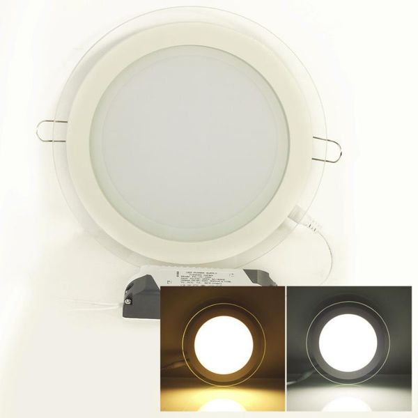

downlights dimmable led glass panel light 6w 12w 18w round ceiling recessed downlight smd5630 painel warm white cold ac85-265v