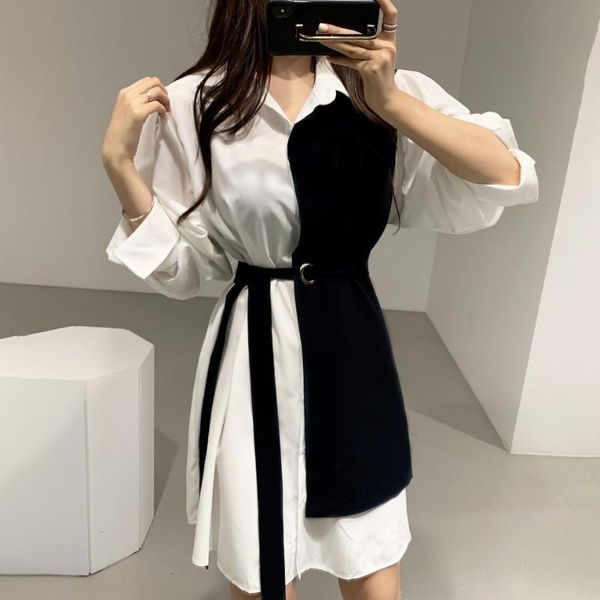 

casual dresses 2021 plus size summer shirt dress evening female vintage party oversize long sleeve beach women robe vestido prom, Black;gray