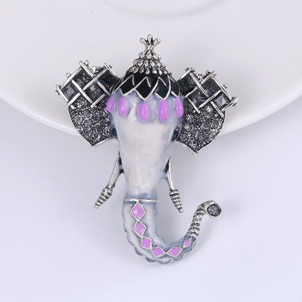 

pins, brooches retro elephant animal brooch pin enamel jewelry vintage clothes accessories pins for women lucky party accessory gift, Gray