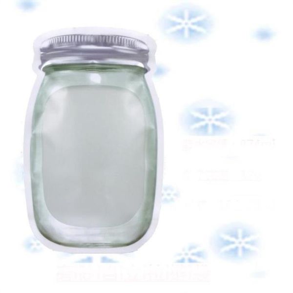

plastic shaped clear mason bottle zippers bag jar sn1654 modeling mason storage snacks food shipping container gqkcj