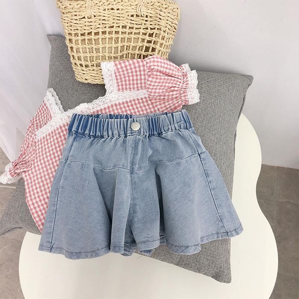

shorts girls 2021 children's summer short pants kids lovely denim wear wild baby clothes, Black