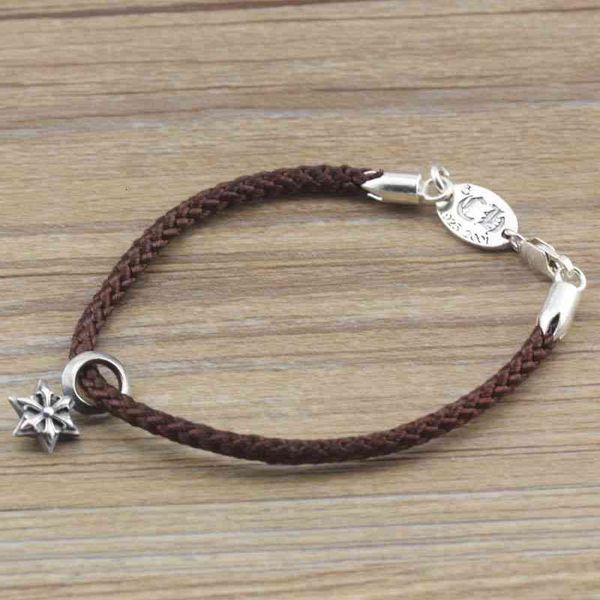 

ch engraved black rope buckle brand six star lovers japan and south korea fashion bracelet tfboys sweet sterling sier simple, Golden;silver
