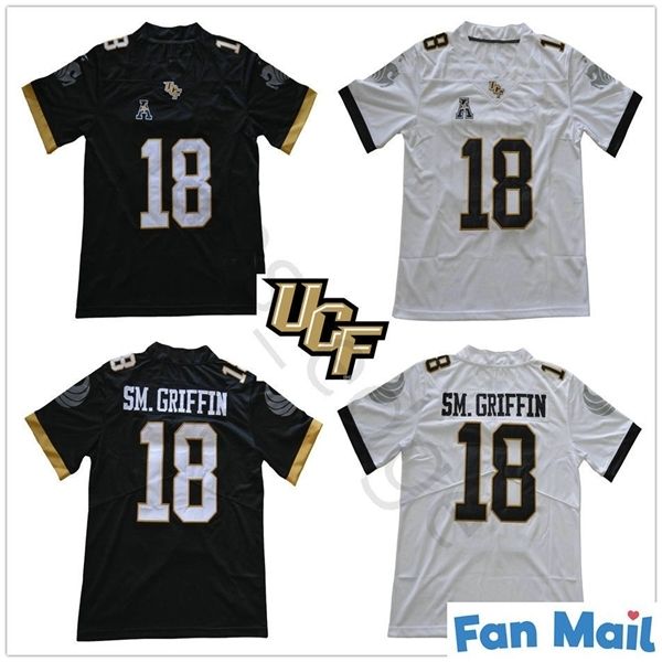 

ncaa ucf knights college #18 shaquem griffin jersey black white aac stitched university of central florida sm.griffin football jerseys
