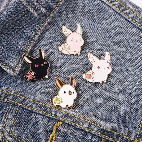 

funny cute flower rabbit alloy paint brooch japan and south korea small fresh color animal badge pin friend gift jewelry, Blue