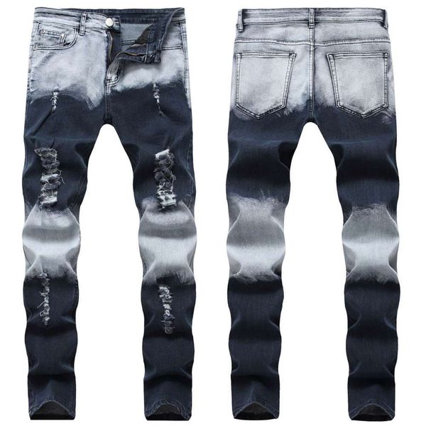 

men's slim cut jeans two color casual pants h2200, Blue