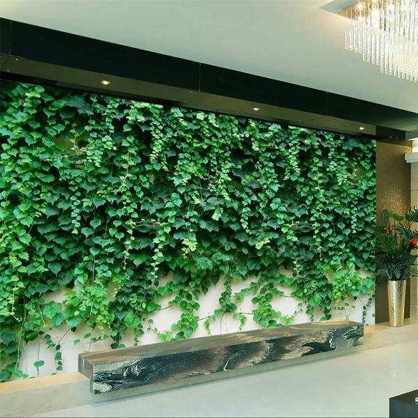 Foto Wallpaper 3D Boston Ivy Green Plant Mural Hotel Sala de estar Tv Sofá Cenário de Parede Home Decoração Papel de Parede 3 D