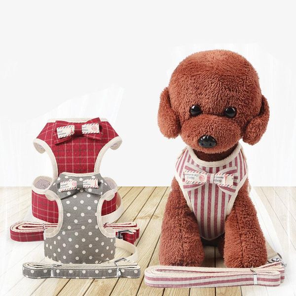

dog collars & leashes korean bow tie small harness and leash set no pull choke pet with soft mesh nylon vest for dogs cats
