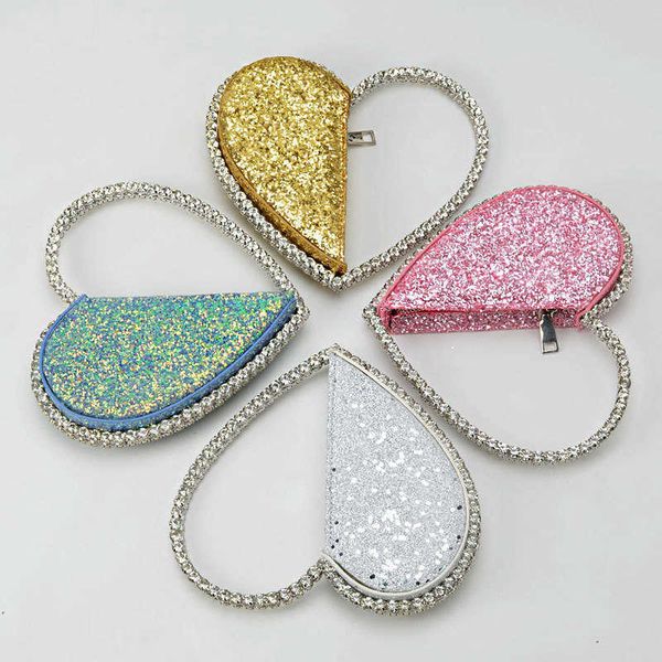 

20 sequins round heart-shaped hand with diamond dinner bag for women