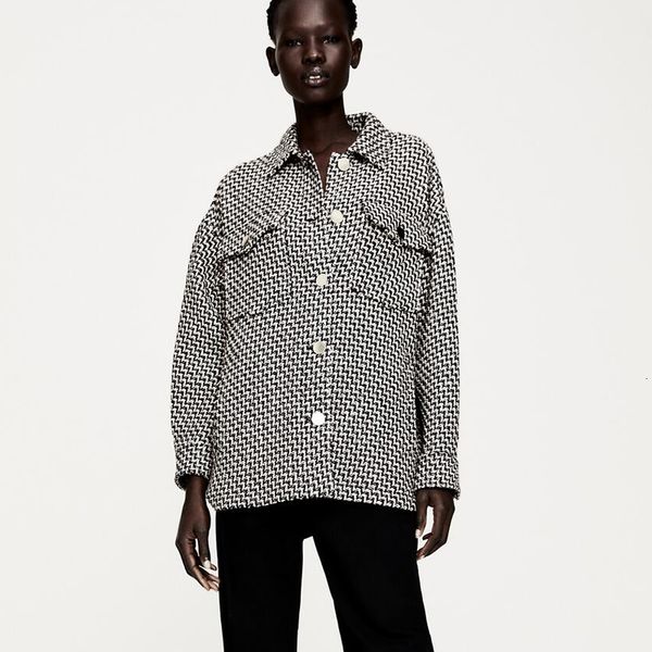 

2021 new autumn women plaid coat jacket casual warm turn down collar overcoat fashion long sleeve coats big packet y7sq, Black;brown