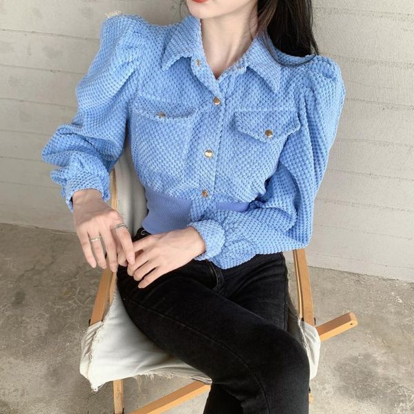 

women's jackets autumn winter fashion runway women luxury blue single-breasted turn down collar corduroy jacket elegant short outwear c, Black;brown