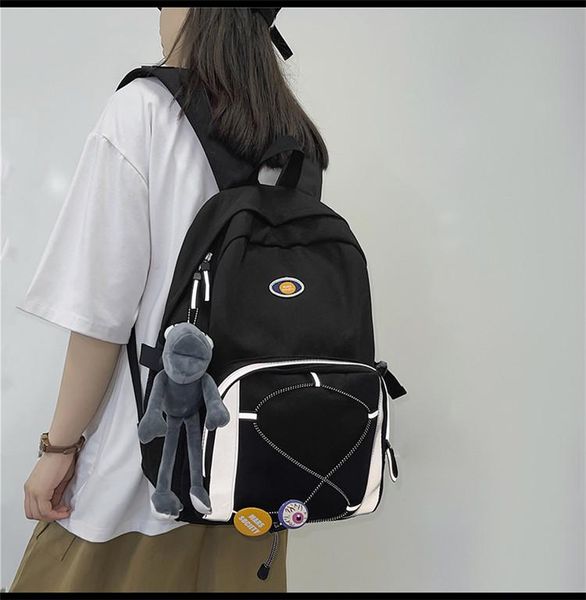 

backpack 4239 student simple japanese solid color schoolbag female summer light