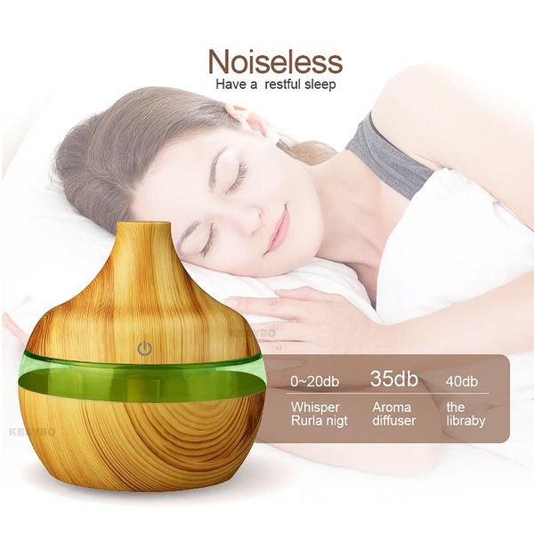 

kbaybo 300ml aroma air humidifier wood grain 7 color led lights electric essential oil aroma diffuser