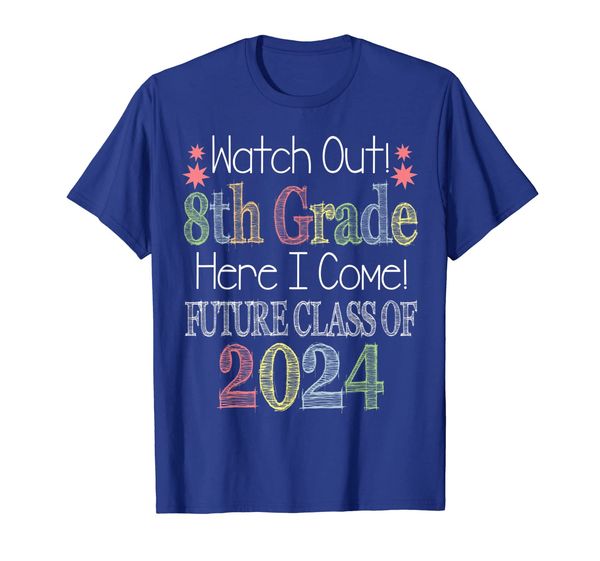 

watch out 8th grade future class 2024 first day shirt, White;black