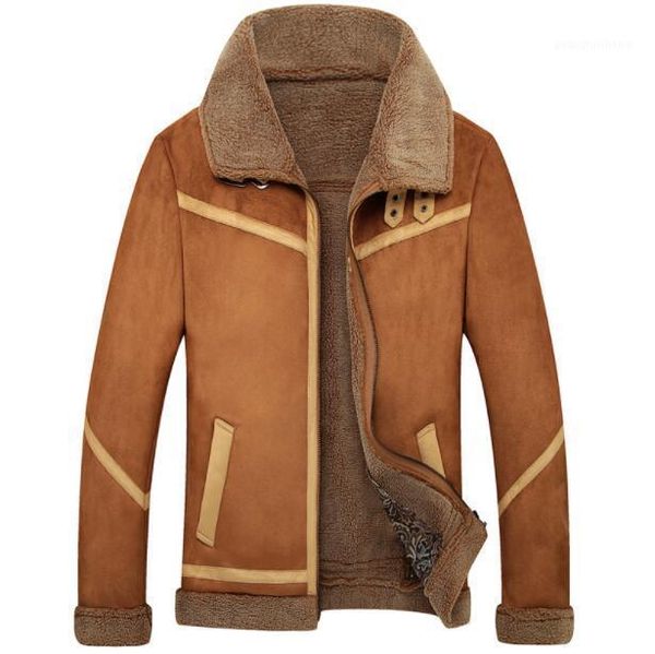 

men's fur & faux 2021 autumn winter men turn-down collar jacket famous designer brand coat plus velvet leather coats, Black