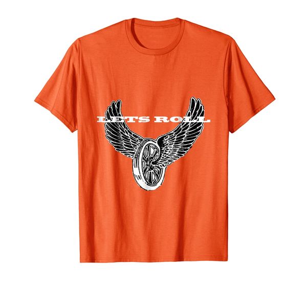 

lets roll wings and wheels patriotic 9/11 memorial t-shirt, White;black