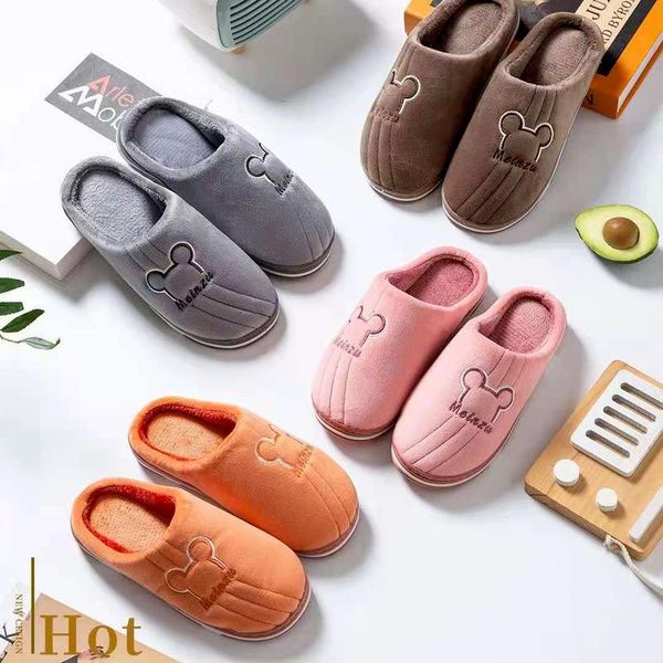 

slippers xej warm women couples sliders shoes invierno mujer home woman winter women's sabot for men, Black