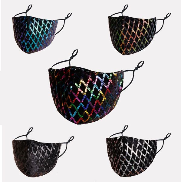 

mask facemask diamond pattern sequin washable filter insert dust-proof daily