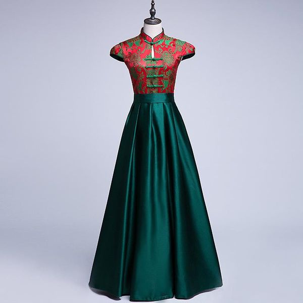 

ethnic clothing chinese style bride bridesmaid wedding cheongsam costume party evening dress show slim long qipao vestidos, Red