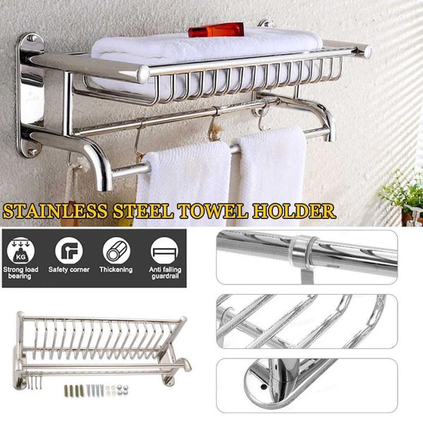 

towel racks stainless steel wall mounted space aluminum silver surface bars hanger adjustable rack holder with hooks