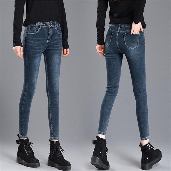 

women's jeans spring 2021 high ankle-length feet pencil pants, Blue
