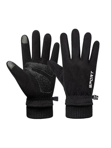 

cycling gloves riding non-slip windproof warm finger touch screen mitten reflective design of the night for bike, Black