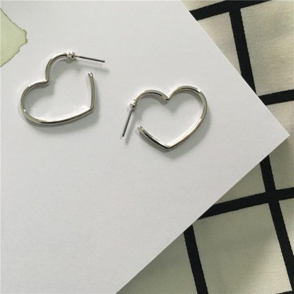 

hoop & huggie [grandma] japanese harajuku style retro girl hollow out heart shaped love trendy earrings temperament stud simple women, Golden;silver