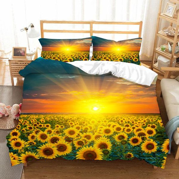 

3d bedding sets twin full  king quilt cover pillow case 3pcs single double duvet cover sets sunset bedclothes
