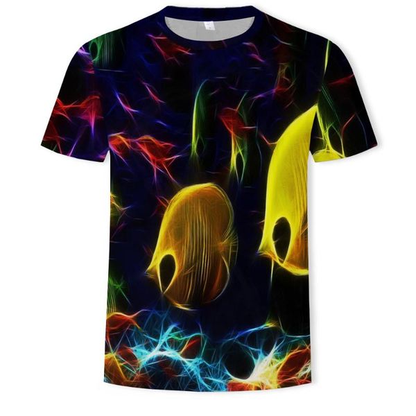 

men's t-shirts 2021 explosive money wear leisure time cartoon fish 3d printing short sleeve t-shirt, White;black