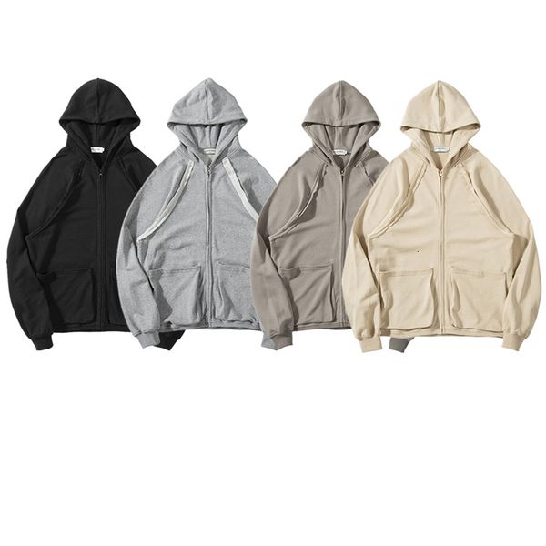 

2021 new 4 color large pockets oversize solid hoodies men streetwear casual harajuku hip hop couple with hoodie noae, Black