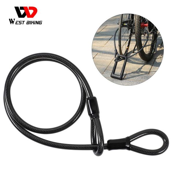 

bike locks west biking 1.2m bicycle security steel cable anti-theft motorcycle mtb road lock rope universal cycling accessories