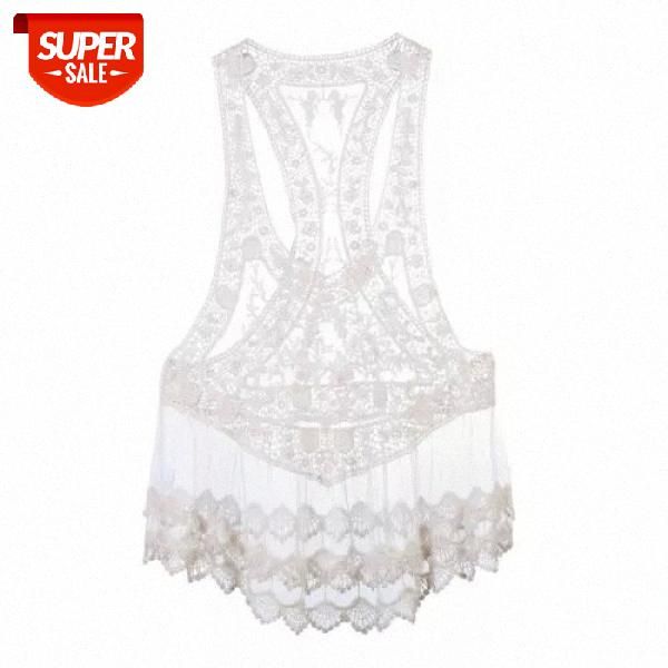 

us womens transparent solid cover up lace bathing beach tank #xm2u, White