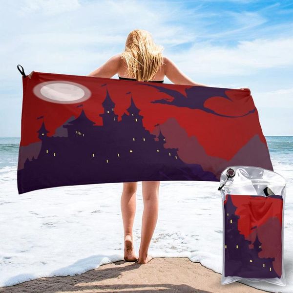 

towel quick drying pocket castle with dragon flying portable water absorbent no pilling sports bath