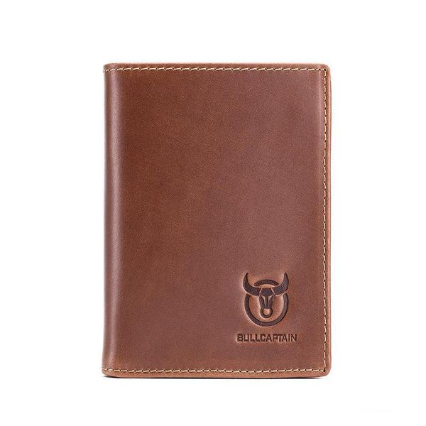 

yourseason men 2021 retro solid color casual purse multi-card position cowhide mens genuine leather short wallets, Red;black