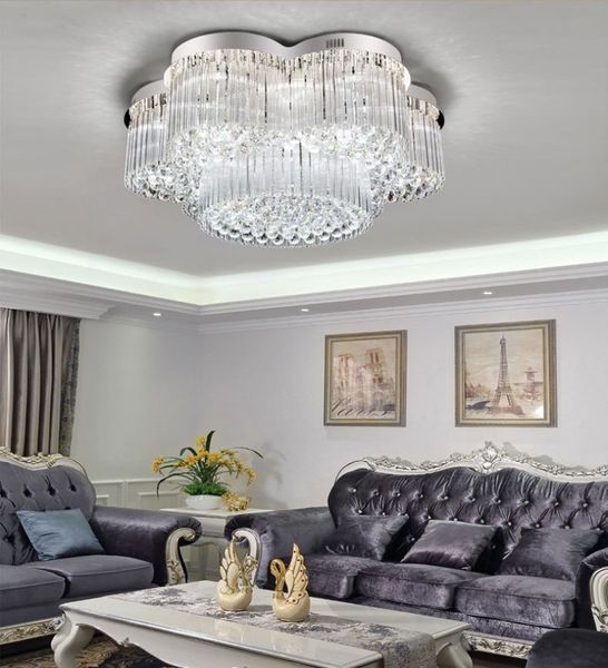Moderno luxo cristal candelabro flor forma design lâmpada de iluminação de suspensão interna para sala de estar sala de jantar lobby