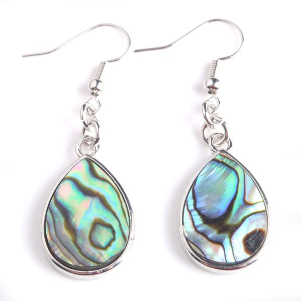 

wojiaer 5pair new zealand abalone shell drop earring beads water drop dangle earrings simple ear jewellery for women dv9004, Silver