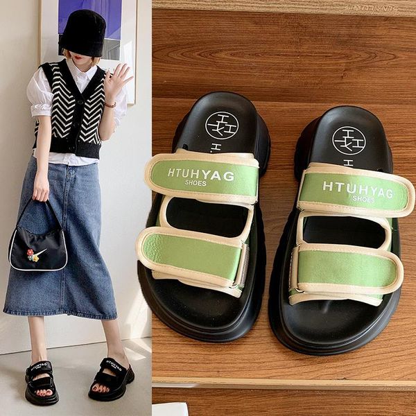 

slippers 2021 summer women sandals designer same style trifle sole fashion outdoor beach, Black
