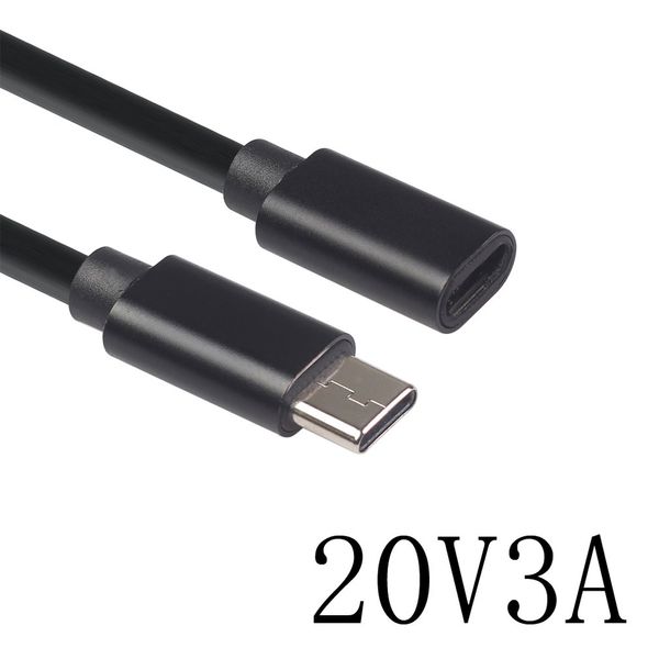 Cabo de extensão tipo c macho para fêmea 1,5 M USB C extensor Conector de fio 20V 3A Cabos para transmissão de dados de tablet de telefone celular