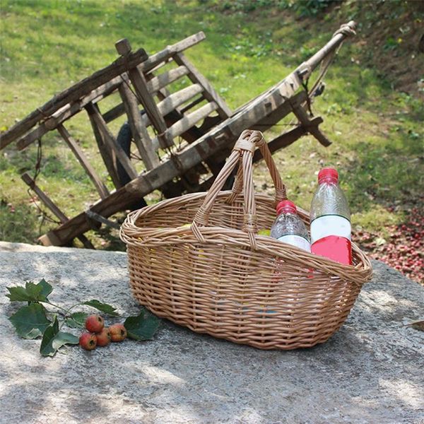 

storage baskets woven handmade basket box organize fruit with handle picnic present