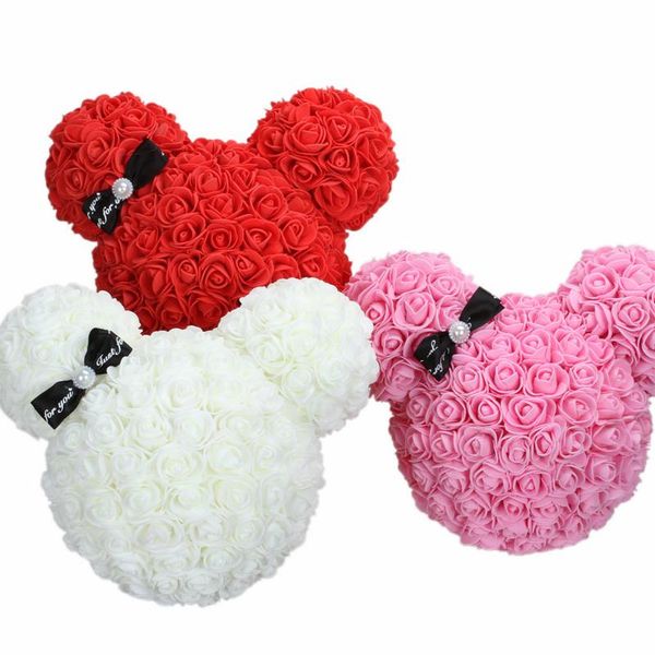 

decorative flowers & wreaths 25cm teddy bear head of rose artificial pe for women valentines wedding christmas gift box home decor