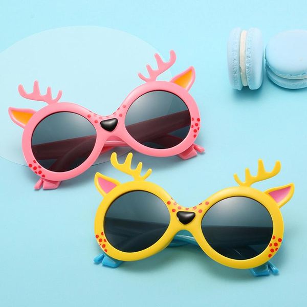 

sunglasses 2021 personality cute cartoon colorful fawn kids children brand child sun glasses anti-uv baby girls boys eyewear, White;black