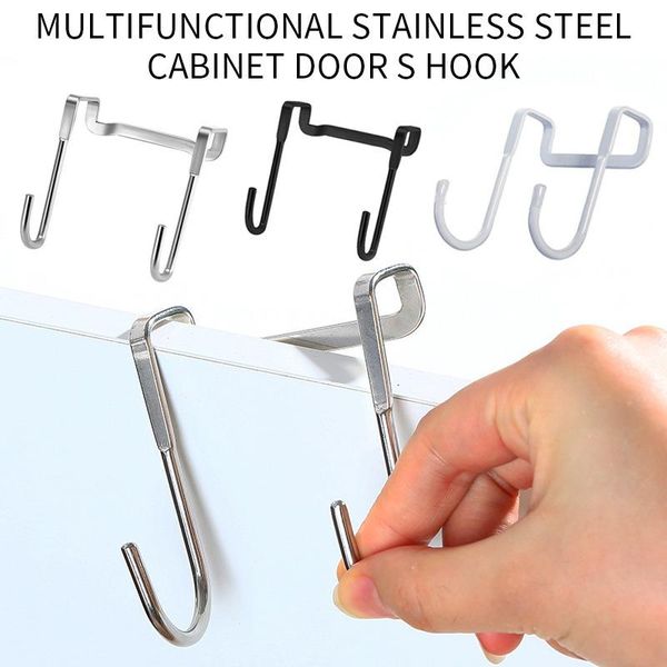 

hooks & rails s-type door hanger stainless steel over the cabinet hook hangers bathroom kitchen nail-wall mounted coat racks