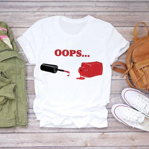 

women 2021 summer fingernail 3d funny cute lady fashion print t-shirts t shirt ladies womens graphic female tee t-shirt, White