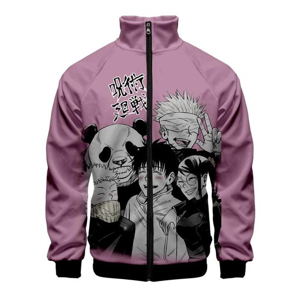 

men's jackets jujutsu kaisen clothes stand collar zipper jacket men/women long sleeve casual streetwear oversized tracksuit, Black;brown