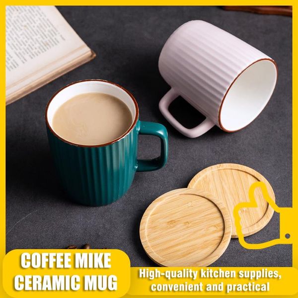 

mugs mug wood lid nordic ins ceramic coffee tea milk beer cup home office water simple cute large capacity