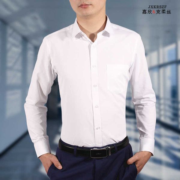 

busins casual korean shirt men's liquid ammonia no iron cotton long sleeve slim white for work, White;black