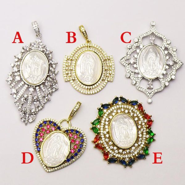 

chains 5 strands shell pendants virgin mary zircon necklace jewels jewelry for women 51024, Silver