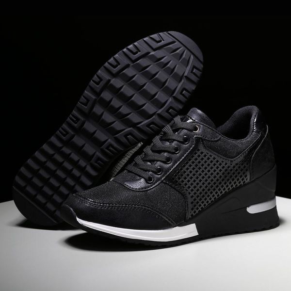 

dress shoes 2021 women casual exclusive design fashion heightening unique increased sole for wedges tennis sneakers femme, Black